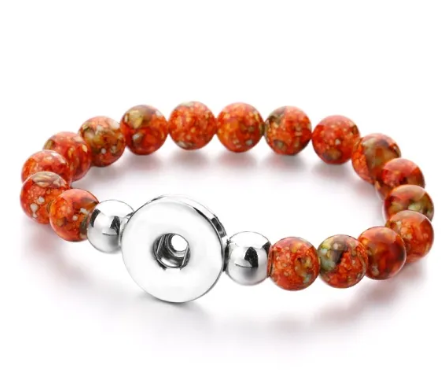 Marbled Orange Stretch 20mm Snap Bracelet for Snap Jewelry