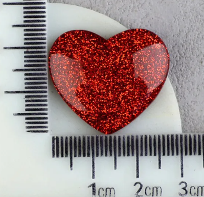 Large Red Sparkle Heart Snap Charm 20mm for Sanp Charm Jewelry