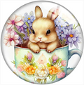 Easter Bunny in a Tea Cup Snap Charm 20mm for Snap Charm Jewelry