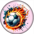 Pink Flaming Soccer Ball 20mm Snap for Snap Charm Jewelry