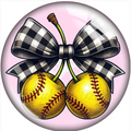 Girls Softball Cherries Bow 20mm Snap Charm for Snap Charm Jewelry