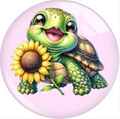 Adorable Green Turtle Snap with Sunflower 20mm for Snap Charm Jewelry