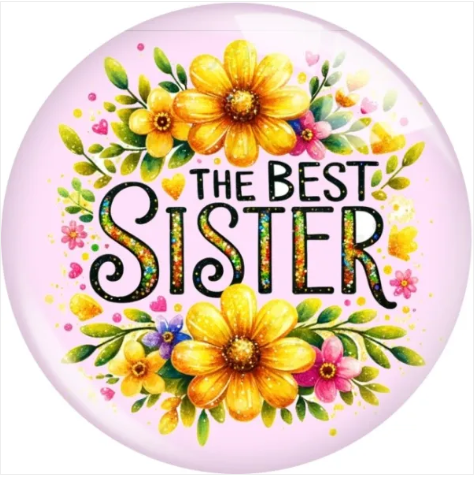 The Best Sister Pink Floral 20mm Snap Charm for Snap Charm Jewerly