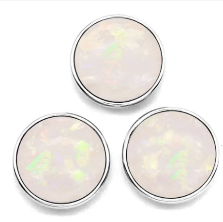 White Iridescent 20mm Snap Charm for Snap Charm Jewelry