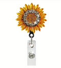 Sunflower 20mm Snap Rhinestone Retractable Name Badge Snap Jewelry Laynard