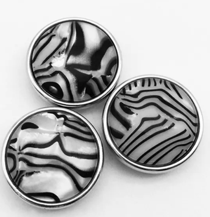 Black/White Natural Stone 20mm Snap Charm Jewelry for 20mm Snaps
