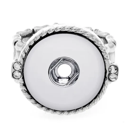 Elastic Stretch Rhinestone 20mm Snap Ring for Snap Jewelry