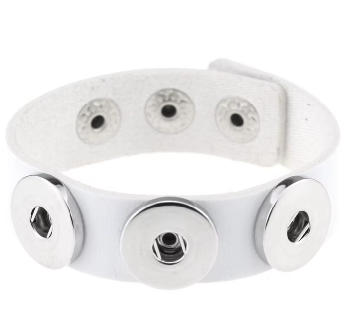 Leather Triple Snap Bracelet for 20mm Snaps and Snap Closure (Assorted Colors)