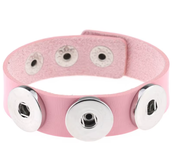 Leather Triple Snap Bracelet for 20mm Snaps and Snap Closure (Assorted Colors)