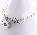 Pearl Toggle Closure with Dangle 20mm Snap Charm Bracelet