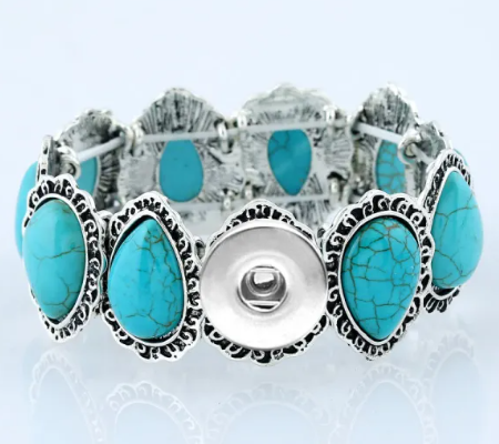 Turquoise Tear Drop 20mm Snap Charm Bracelet