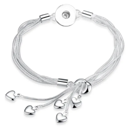 Stainless Steel Snake Strand (4) Slide Bracelet for 20mm Snap Charm Jewelry
