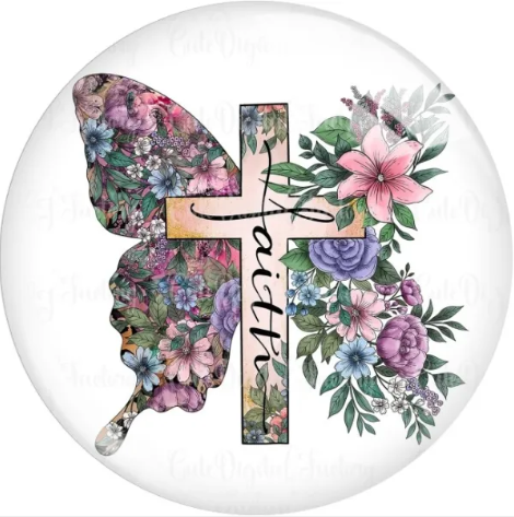 Faith Floral Butterfly 20mm Snap Charm for Snap Jewelry