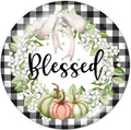 Blessed Pumpkin Black Gingham Thanksgiving 20mm Snap Charm