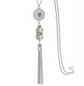 Smokey Clear Crystal Long Tassel 20mm Snap Necklace for Snap Charms