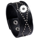 Leather Studded Adjustable Snap 20mm Bracelet in 3 Colors