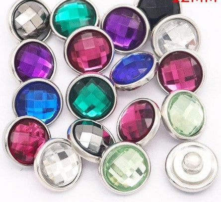 Acrylic Facuted 12mm MINI Snap Charm for Snap Charm Jewelry (Assorted Colors)