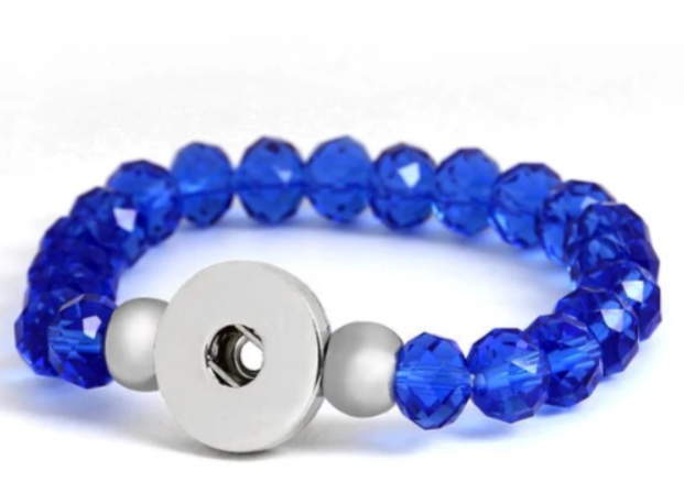 Faceted Glass Stretch Single Snap 20mm Snap Bracelet (Assorted Colors)