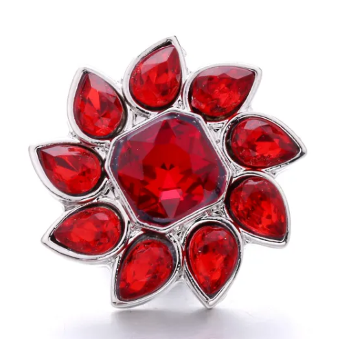 Rhinestone Metal Flower Birthstone 20mm Snap Charm for Snap Jewelry