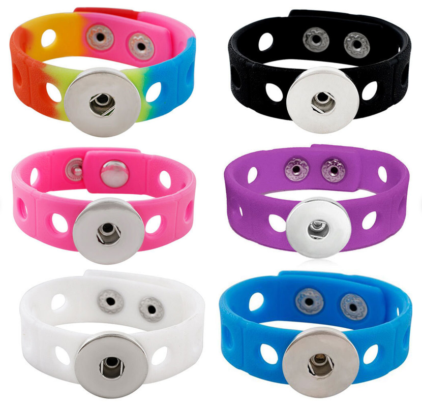 Silicone Children's Single Snap 20mm Snap Bracelet (Assorted Colors)