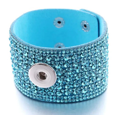 Wide Felt Rhinestone Single Snap 20mm Snap Bracelet for Snap Jewelry (Assorted Colors)