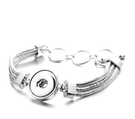 Single Snap Bracelet 3 Rope Band Toggle Closure 20mm Snap Fits 6.5"-7.5"