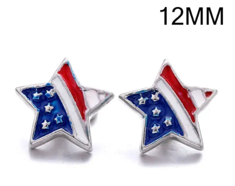 Flag Star Charm Snap-Great Addition For The Holiday's 20mm or 12mm Snap