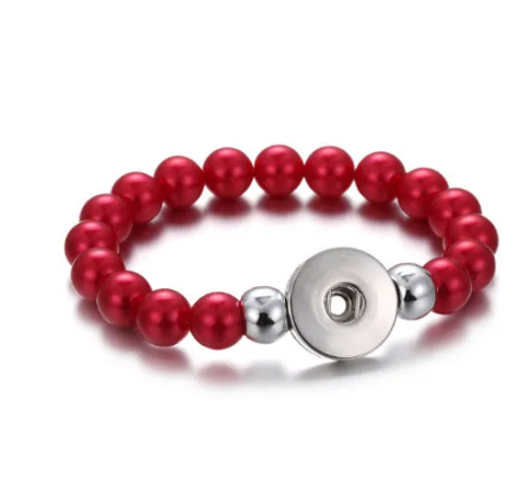 Stretch Elastic Bead Single Snap 20mm Bracelet (Assorted Colors)