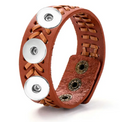 Triple Snap Woven Leather Snap Closure 20mm Snap Bracelet (Assorted Colors)