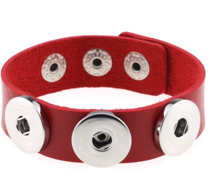 Leather Triple Snap Bracelet for 20mm Snaps and Snap Closure (Assorted Colors)