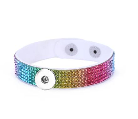 Rhinestone Felt Snap Closure 20mm Snap Braclet for Snap Jewelry (Assorted Colors)
