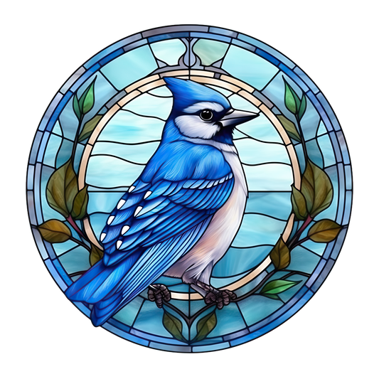 Bright Blue Stained Glass Look Blue Jaybird 20mm Snap Charm