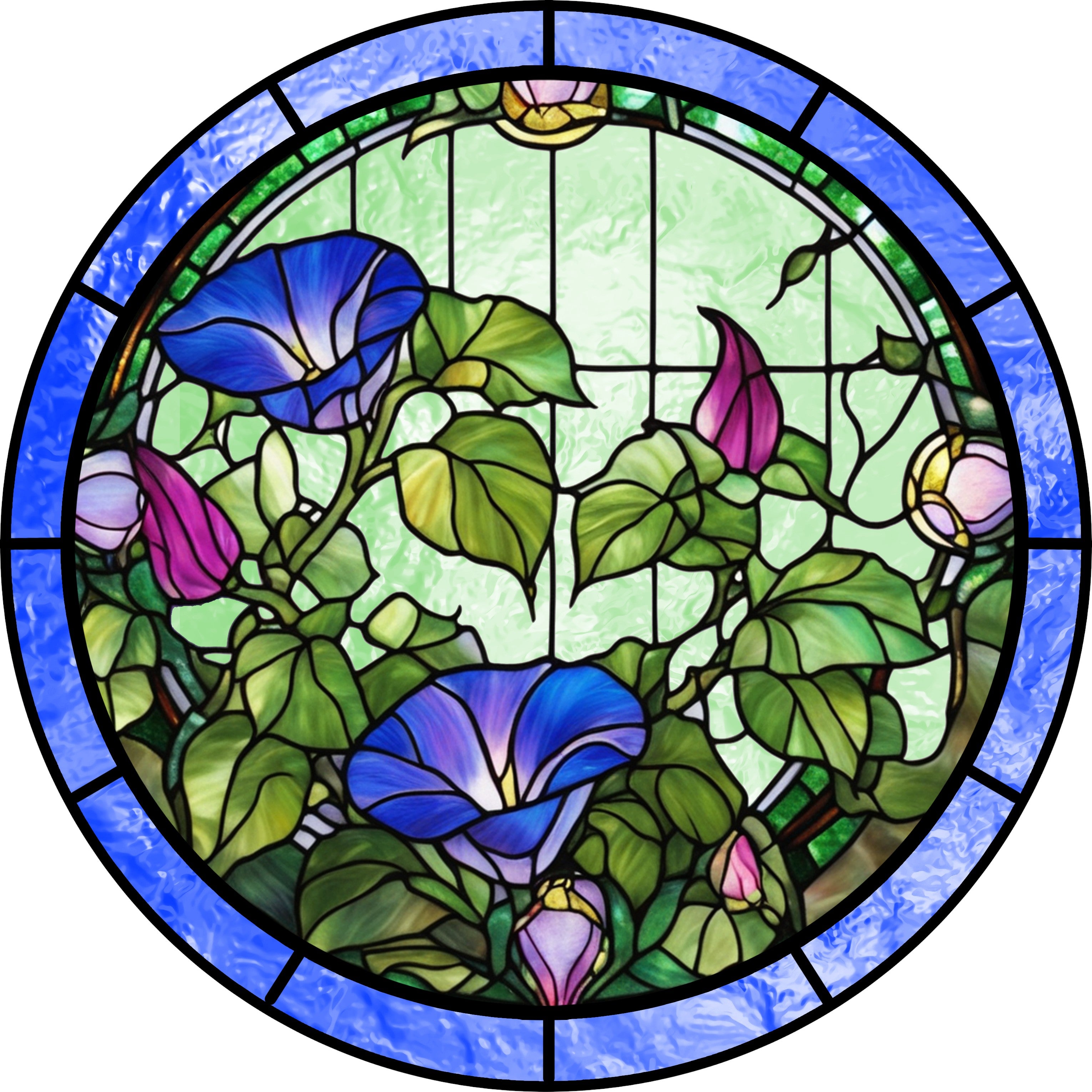 Stained Glass Blue Morning Glory Snap Charm 20mm