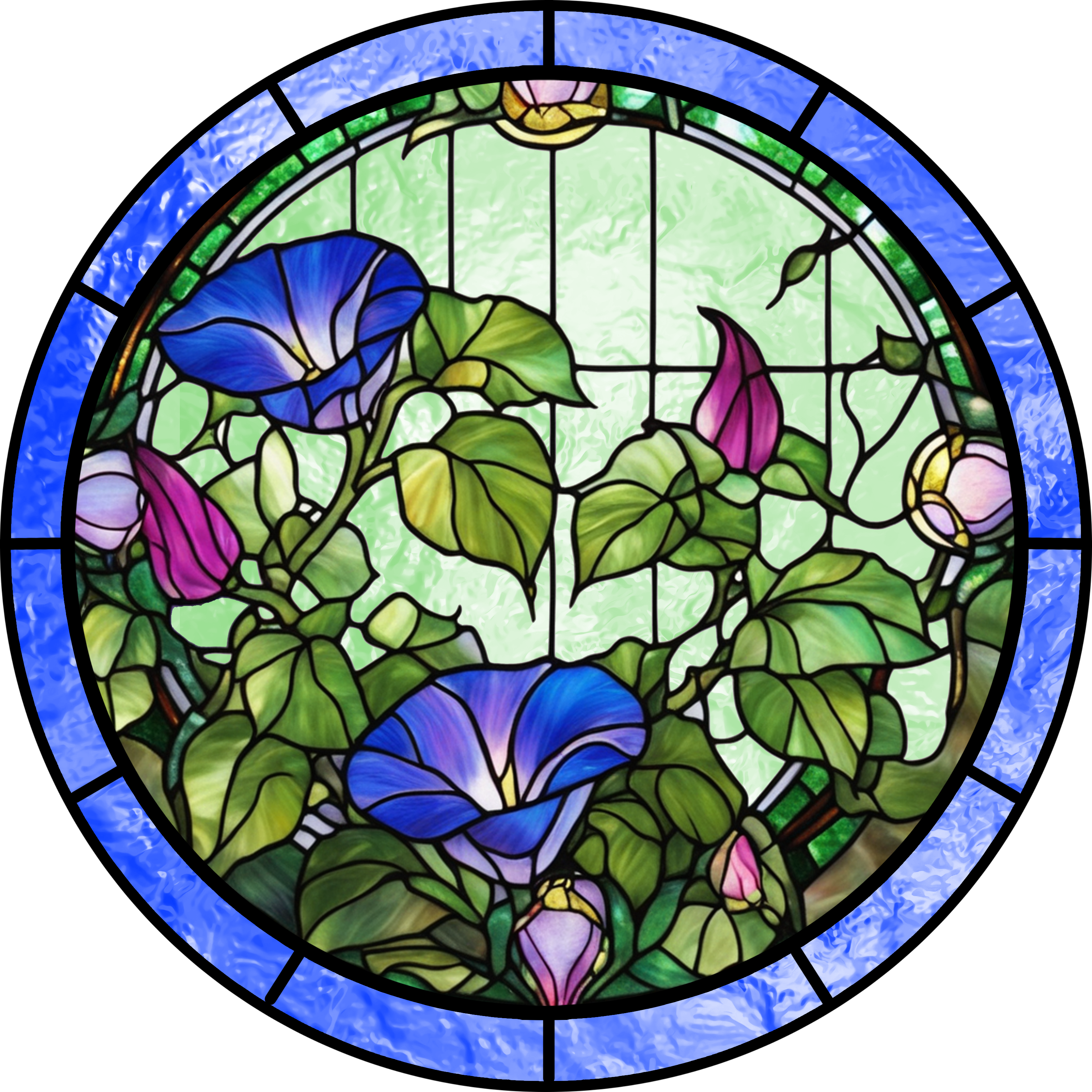 Stained Glass Blue Morning Glory Snap Charm 20mm