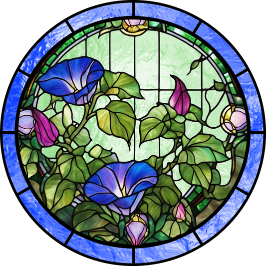 Stained Glass Blue Morning Glory Snap Charm 20mm