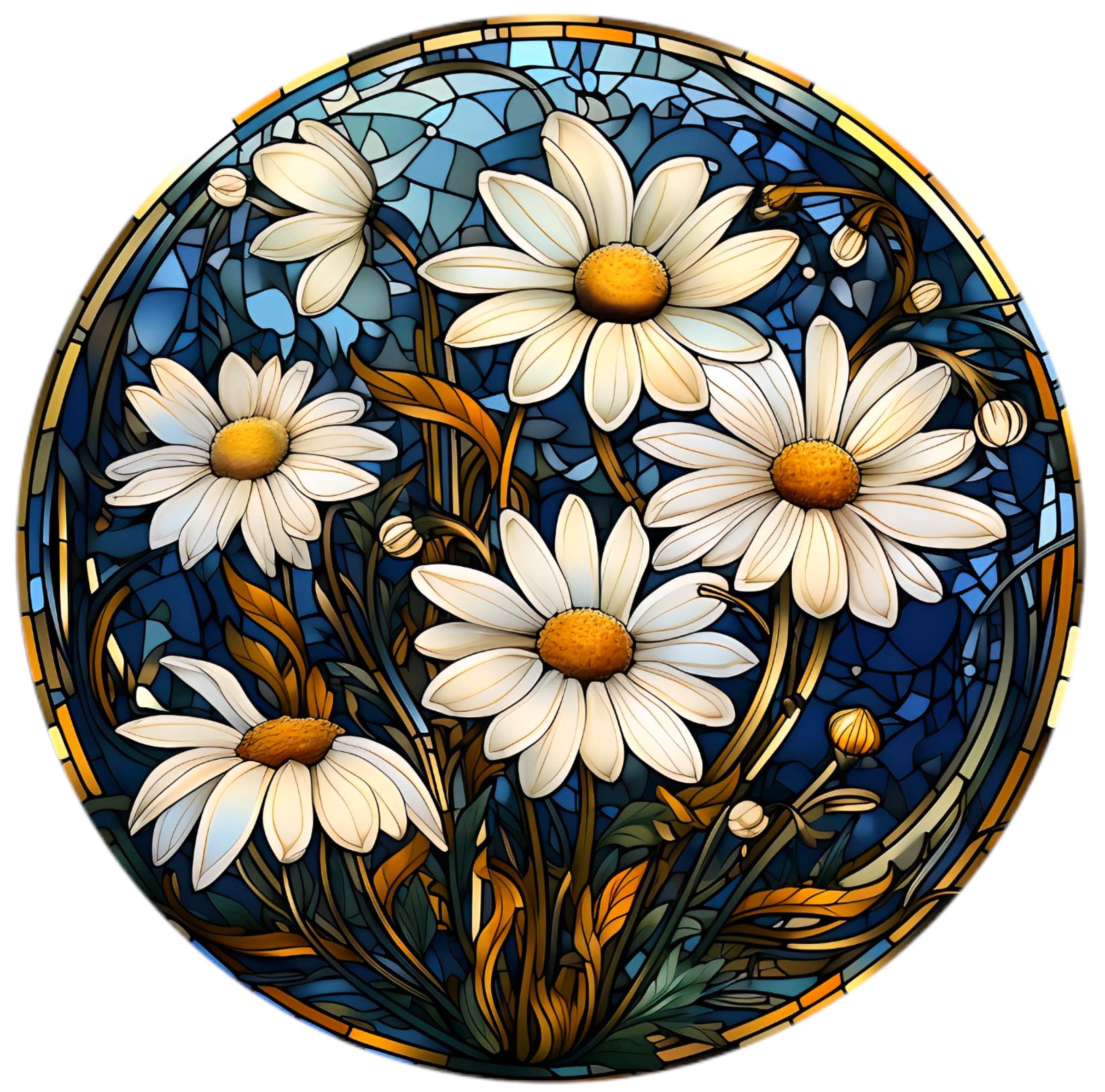 White Daisy's with Blue Background 20mm Snap Charm
