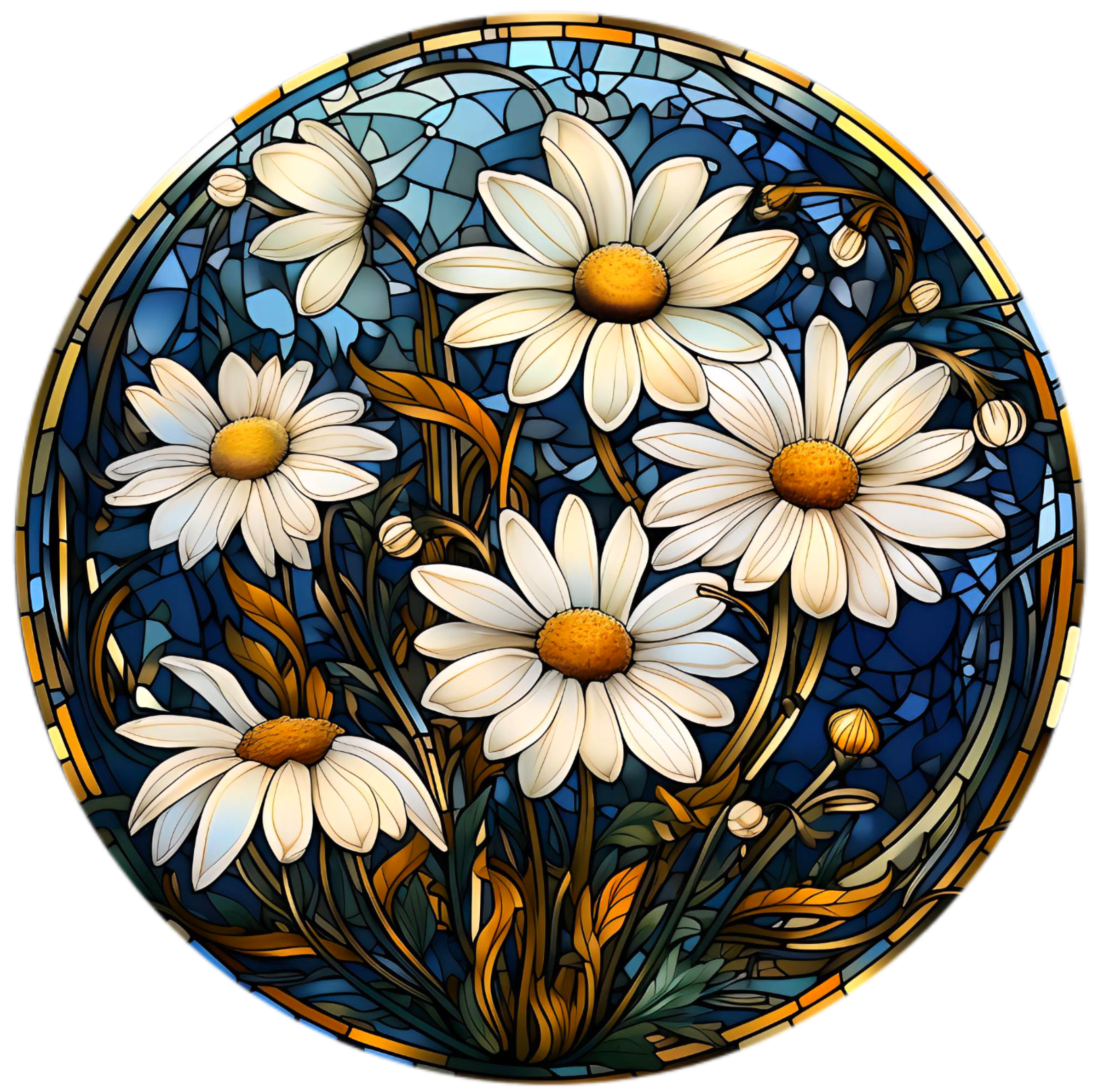 White Daisy's with Blue Background 20mm Snap Charm