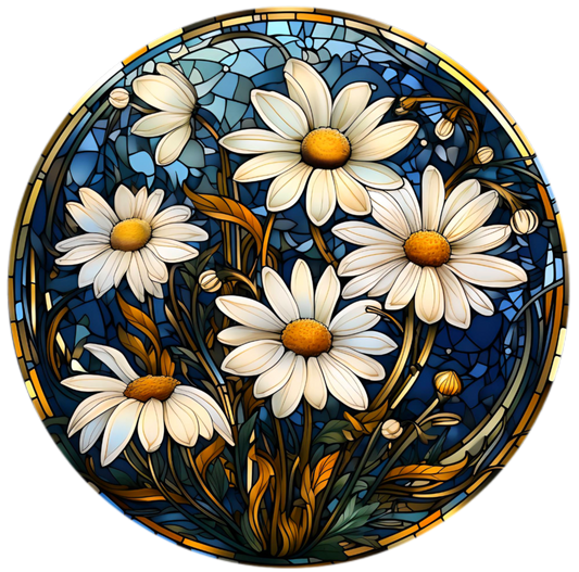 White Daisy's with Blue Background 20mm Snap Charm