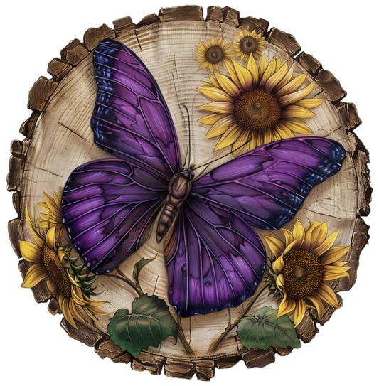 Purple Butterfly Sunflower 20mm Snap Charm