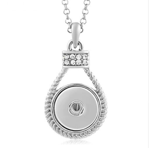 Tear Drop Rhinestone Center Snap 20mm Single Snap Necklace with Chain