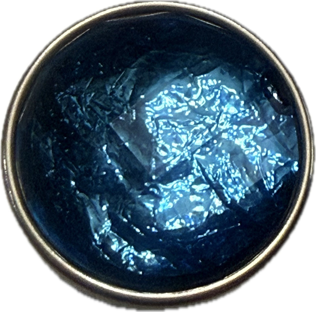 Simple Elegance Jewelry 20mm round blue acrylic foil snap jewelry insert with a shimmering textured finish
