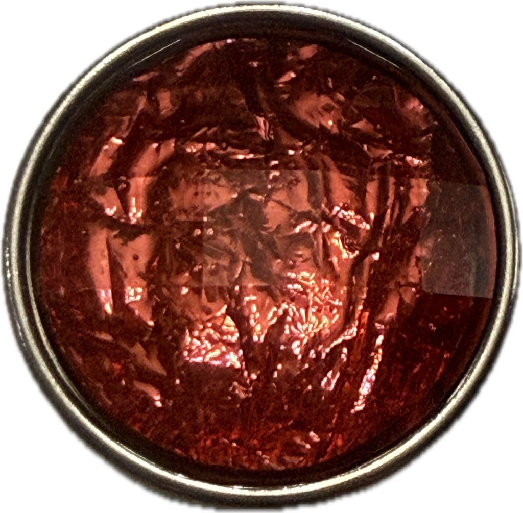 Simple Elegance Jewelry 20mm round acrylic foil snap jewelry insert with a textured metallic red finish