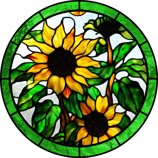 Stained Glass Sunflower Green 20mm Snap Charm
