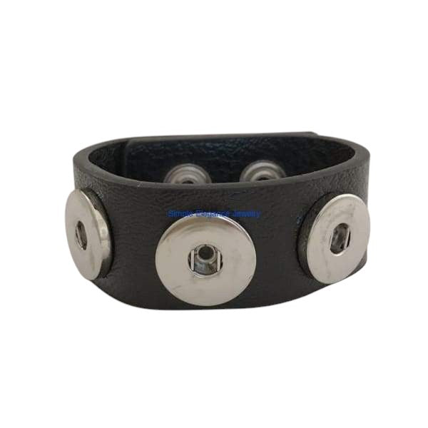 Triple Snap PU Leather 20mm Snap Charm Bracelet Fit's Size 6"-8" Wrist (Assorted Color)