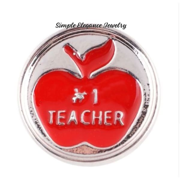 #1 Teacher Metal Snap Charm 20mm - Snap Jewelry
