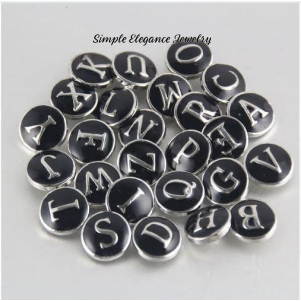 12mm Mini Snap Black-Silver Initial Alphabet(26 Options) - A - Snap Jewelry