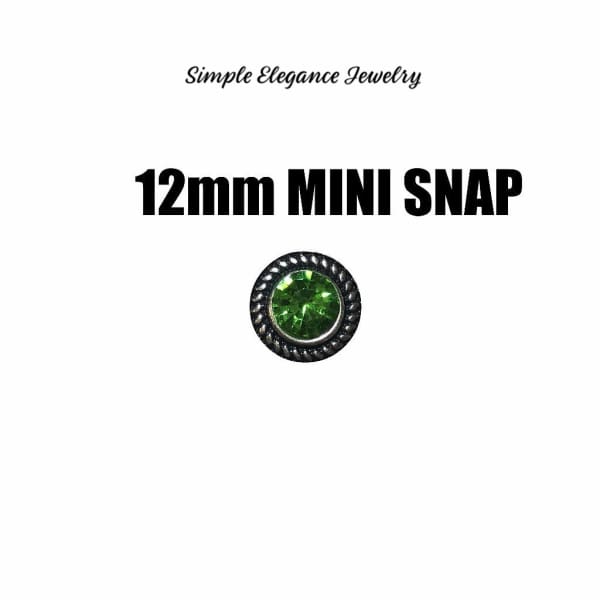 12mm Rhinestone MINI Snap Charm-Simple Elegance Jewelry - Green - Snap Jewelry