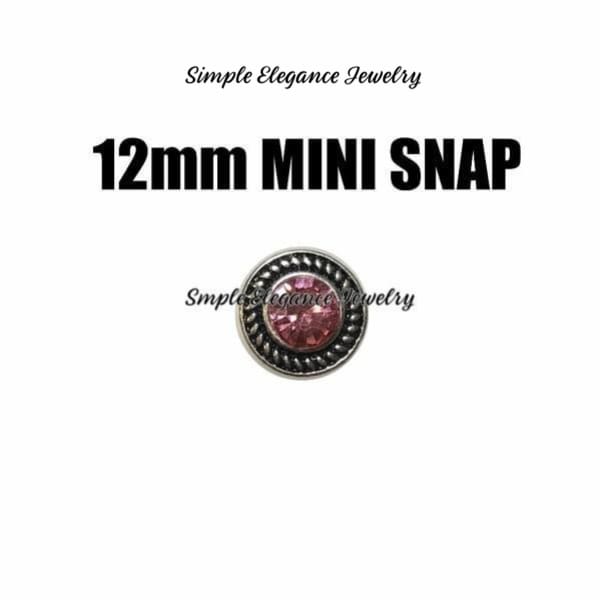 12mm Rhinestone MINI Snap Charm-Simple Elegance Jewelry - Pink - Snap Jewelry