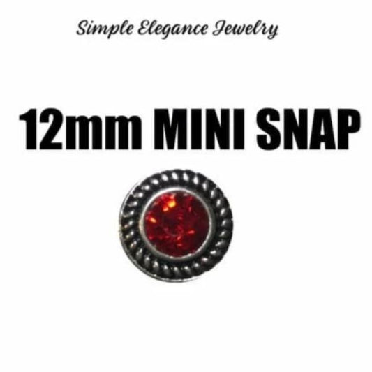 12mm Rhinestone MINI Snap Charm-Simple Elegance Jewelry - Red - Snap Jewelry
