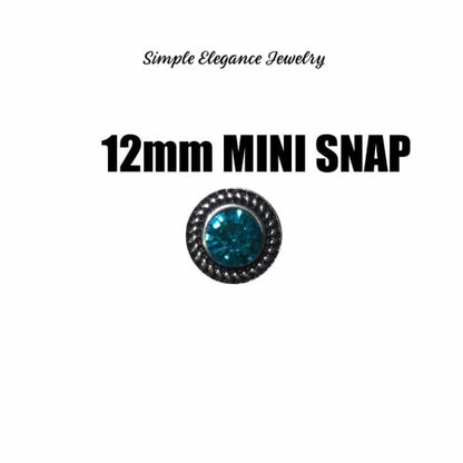 12mm Rhinestone MINI Snap Charm-Simple Elegance Jewelry - Turquoise - Snap Jewelry